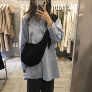 Korean Style Summer New Ins Blogger Recommended Canvas Shoulder With Tie Knot Dumpling Crossbody For Women Chest Bag