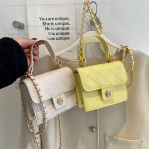 Summer Candy Color Small Handbag With Diamond Pattern Embroidery Chain Crossbody Parent-Child Design Coin Purse Lipstick