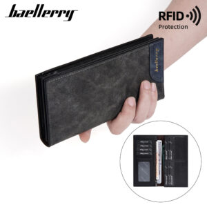BAELLERRY New Men’s Wallet, PU Leather, Anti-Demagnetization, Multiple Card Slots, Large Capacity, Long Clutch.