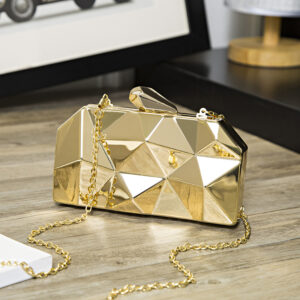 Gold Acrylic Box Geometric Evening Clutch Bags Elegent Chain Women Handbag Party Shoulder Bag For Wedding/Dating/Party