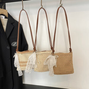 Women’s Summer Niche Hollow Out Woven PU Leather Shoulder Bag Casual Versatile Commuter Crossbody Small Medium Zippered