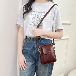 Bags Retro Waxed Small Bag/phone New Genuine Leather Women’s Shell Bag, Versatile Shoulder/crossbody Bag.