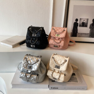 Small for women 2026 Korean version new fashion mini rhombus chain bag retro casual backpack trendy