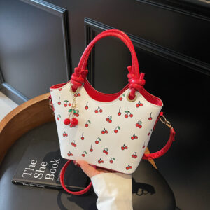 New Trendy Girl Handbag Fashion Commuter Cherry Tote Niche Printed Texture Shoulder Underarm Bag