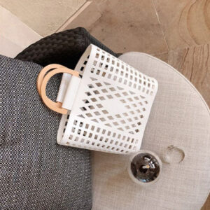 Women’s Bags New Versatile Fashion Simple Shoulder Tote Retro Wooden Ring Hollow Mother And Child Bucket Bag