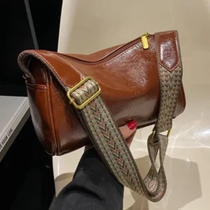 Vintage Shoulder Bag For Women Fashion Wide Strap Crossbody Retro Pillow Messenger Handbag Ladies Tote Clutchs Purses