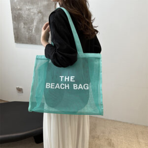 Mesh Transparent Shopping Large Capacity Grid Shoulder Women’s Beach Bag Fashion Versatile Crossbody Portable