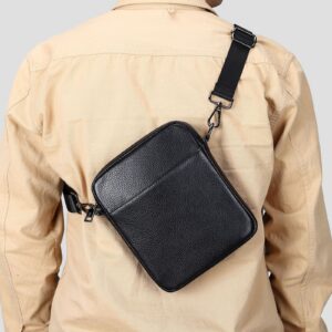 Head Layer Retro Leather Square Bag, Cowhide Vertical Versatile Small Shoulder Bag