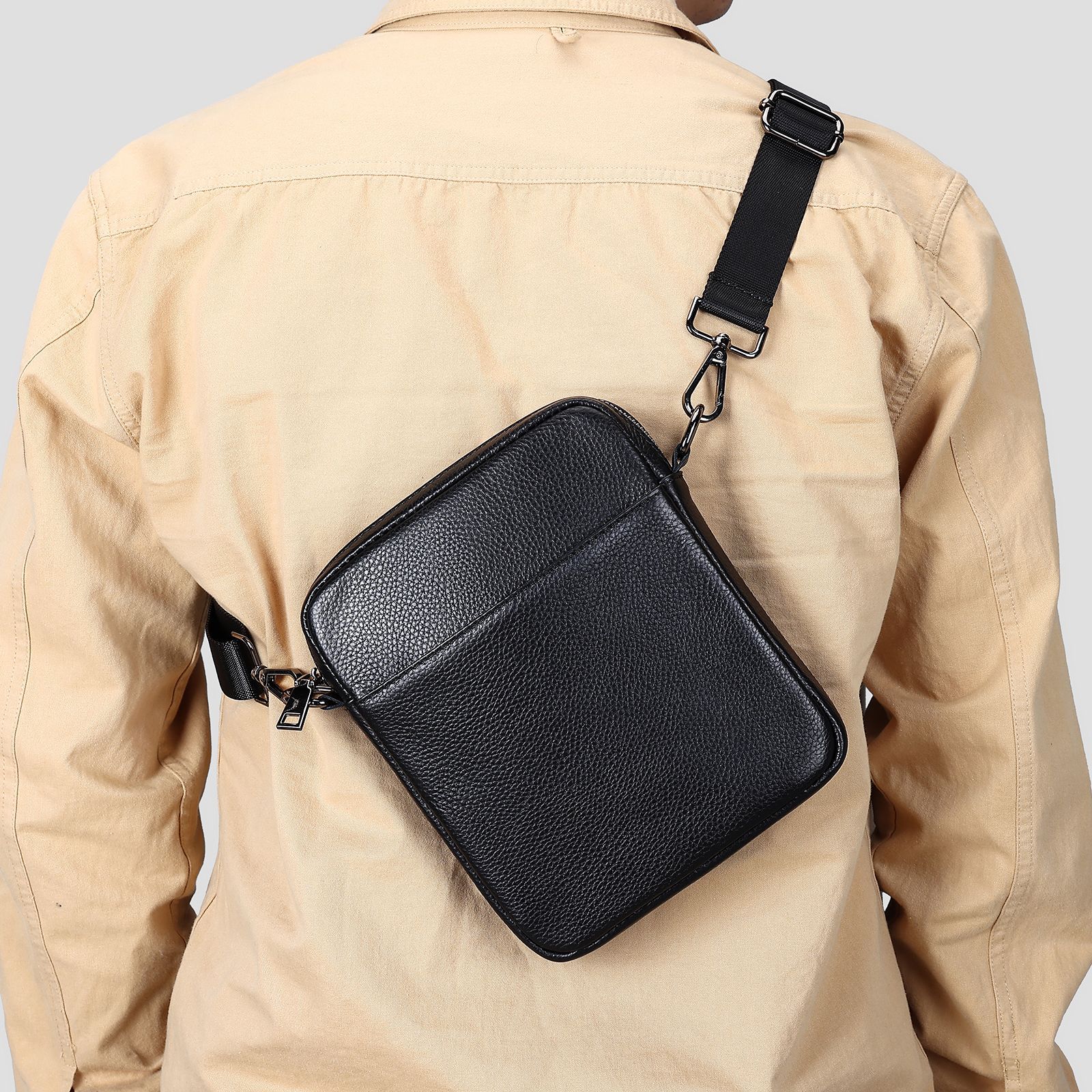 Head Layer Retro Leather Square Bag, Cowhide Vertical Versatile Small Shoulder Bag