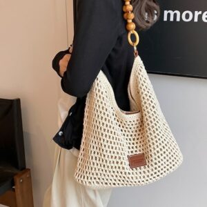Beach Vacation Woven For Women 2026 New Hollow Knit Handbag Large Capacity Shoulder Underarm Bag