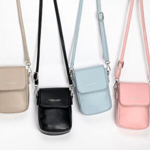 Women’s Single Shoulder Crossbody Multi-functional Female Solid Color Vertical Mobile Phone Bag