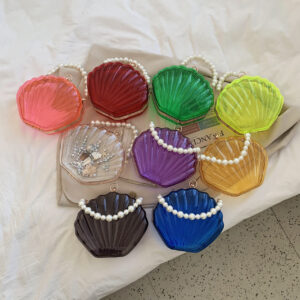 New Fashion Transparent Stylish Single Shoulder Crossbody Clip Textured Trendy Handheld Beaded Shell Bag