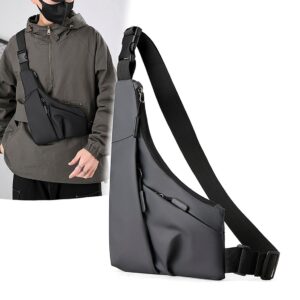 Fashionable New Anti-theft Close Fitting Gun Triangle Leather Men’s Left And Right Crossbody Casual Chest Bag