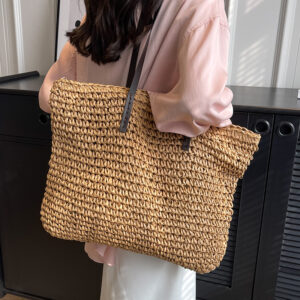 High-grade Texture Women’s Large Capacity 2026 New Spring and Summer All-match Woven Shoulder Commuter Straw Tote Bag