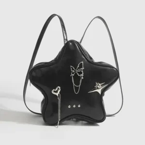 Y2k Backpacks For Women Fashion Butterfly Pentagram Decoration Shoulder Bags Aesthetic Female Small PU Leather Handbags