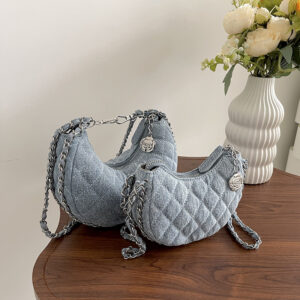 High end denim diamond chain small 2026 new crescent niche dumpling single shoulder crossbody bag for women