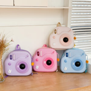 Children’s Unique Camera Bag Eggshell Design LED Flash New Kindergarten Backpack Versatile For Outings And Making A