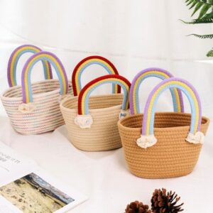 Handmade Cotton Rope Woven Rainbow Wedding Gift Cloud Handbag Fashion Handheld Simple Women’s Bag