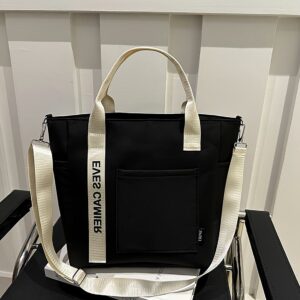 Womens Canvas Tote Handbag Detachable Crossbody Strap Large Pocket Casual Daily Work Shopping Shoulder Bag