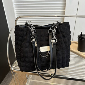Pleated Shoulder For Women, Large Capacity Summer 2026 New Casual Bubble Tote Bag, Fashion Chain Women’s Bag