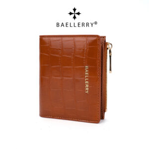 Baellerry Women’s Slim Wallet With Zipper – Compact Stone Texture PU Leather Bifold Coin Purse For Daily Essentials