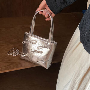 Fashion casual handbags for women new 2026 simple silver small square niche high end texture messenger bag