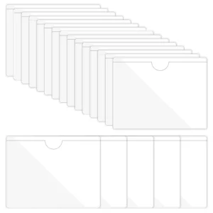 20/30Pcs Self-Adhesive Pockets Sleeves Label Holder Clear Library Card Holders With Top Open For Index Cards 250414