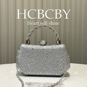 Silver Glitter Double-Side Crystal Clutch Bag – Elegant Evening Handbag For Women