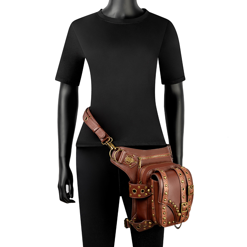 punk rock locomotive chain women's shoulder messenger men's waist bag - Image 4