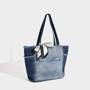 Large Capacity Washed Denim College Student Class Tote Simple And Versatile Lazy Style Crossbody Bag