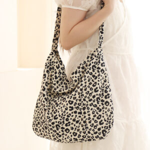 Trendy Fashionable Small Leopard Print Crossbody Canvas Ins High-end Feel Women’s Tote Large Capacity Shoulder Shopping