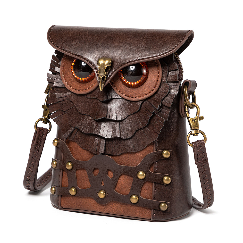 New Retro Punk Style Women's Shoulder Crossbody Creative Owl Mini Coin Purse Bag - Image 4