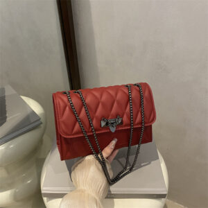 2026 New Model Trendy Retro Chain Crossbody Shoulder With Lock Clasp, Popular Solid Color, Simple Diamond Embroidery,