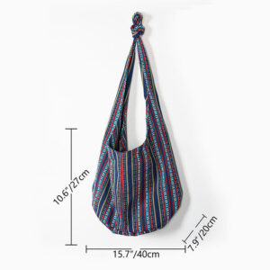 Japanese Korean Style Striped Totem Strap Shoulder Crossbody Hobo Bag Preppy Everyday Lining