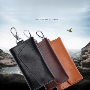 2026 New Genuine Cowhide Car Men’s Fashion Women’s Change Keycase Simple Black