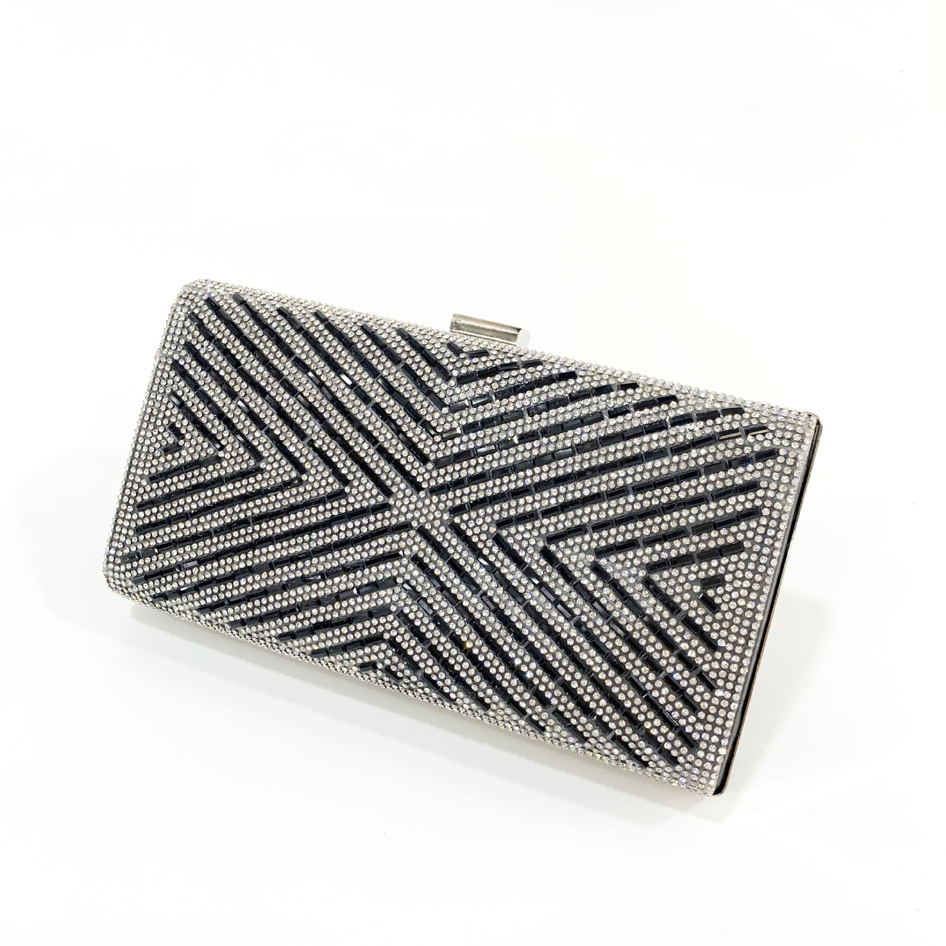 2026 New Evening Bag High-end X-shaped Stripe Rhinestone Clutch Purse - Image 2