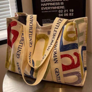 Large Capacity Canvas For Women Summer Outing Short Trip Casual Work Commute Tote Handheld Shopping Bag