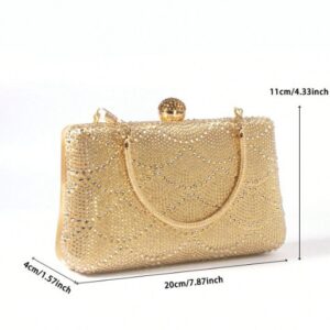 Fashion New Evening Bag Handmade Iron Box Inlaid With Rhinestones Crossbody Clutch Bride