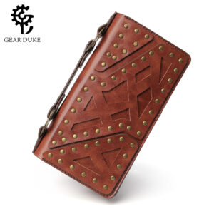 Punk Style Women’s Long Wallet – Double Zipper Clutch, Fashionable PU Lther Handbag for Everyday Use & Perfect Gift