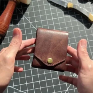 Waterproof Multifunctional Compact Wallet Handmade PU Leather Built-in Pen Slot Front Pocket Wallets Money Clip Travel