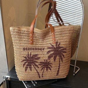 Summer New Arrival Women’s Straw Woven Tote Large Capacity Shoulder Artistic Beach Travel Bag For Resort Style