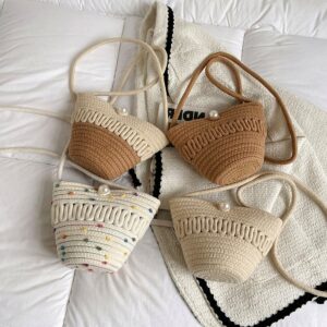 Woven For Women, Summer Bucket Beach 2026 Pearl Fashion Mini One Shoulder Crossbody Bag, Unique Design Forest Style