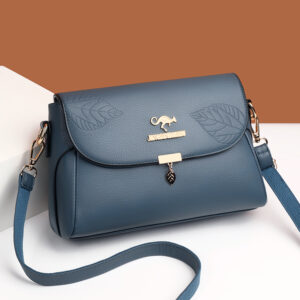 Women’s one-shoulder diagonal lady’s multi-layer fashion embossed leaf square bag new cross-border exclusive