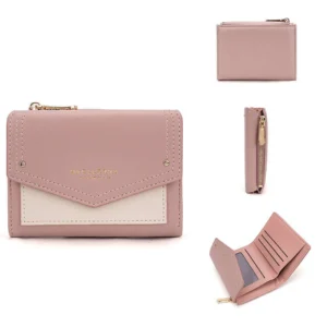 Women’s Short Wallet Baellerry Fashion Color Block Multi-Card Slot Zipper Coin Purse Card Holder For Women