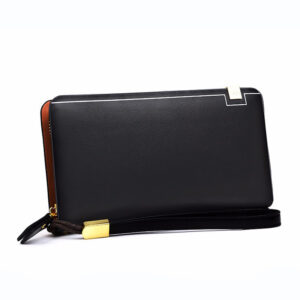 Professional Slim Men’s PU Leather Zip With Multiple Card Slots ID Holder – Stylish Business & Casual Handheld Wallet