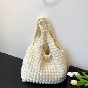 Bubble handbag 2026 spring and summer new style shoulder work lunch bag, fashionable large capacity armpit tote bag