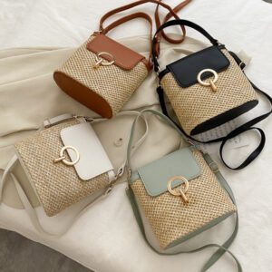 for Women New Style Personality Handheld Woven Beach Casual Simple Versatile Lock Shoulder Crossbody Bag