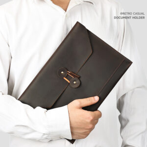 Wrapped Rope Men’s Multi Card Flat Storage Bag, Business Travel A4 File Bag