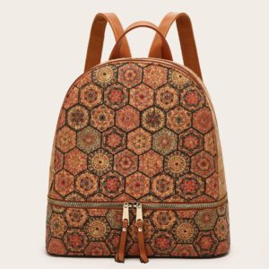 Cross Border 2026 New Fashion Personality Large Capacity Women’s Bark Print Ethnic Style Backpack Wholesale