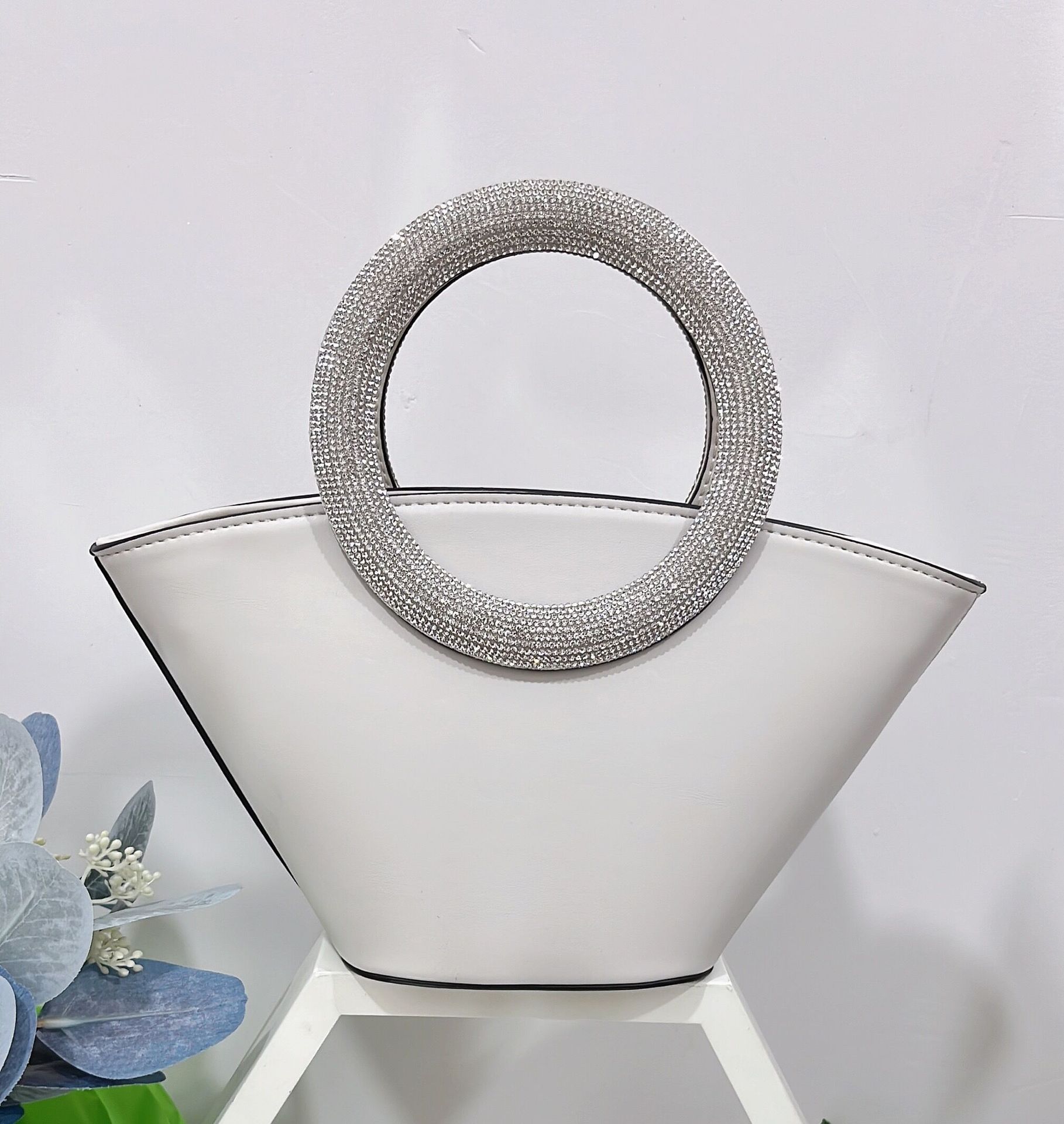 Women's Bags Same 24 New Tote Bring Diamond Round Handle Hand Held Basket Shoulder Messenger Bag - Image 8